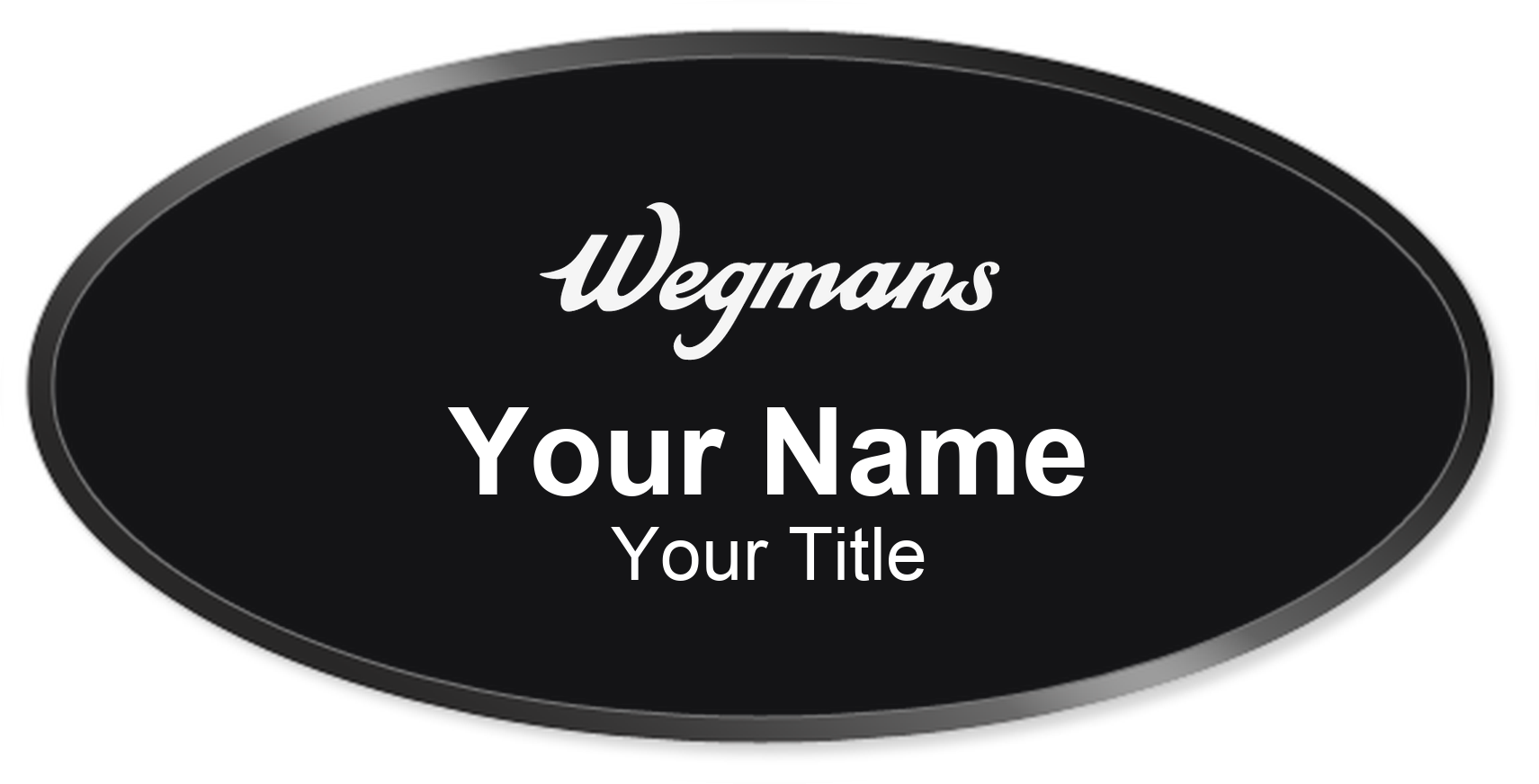 Wegmans grocery store name badge Black, Black Border