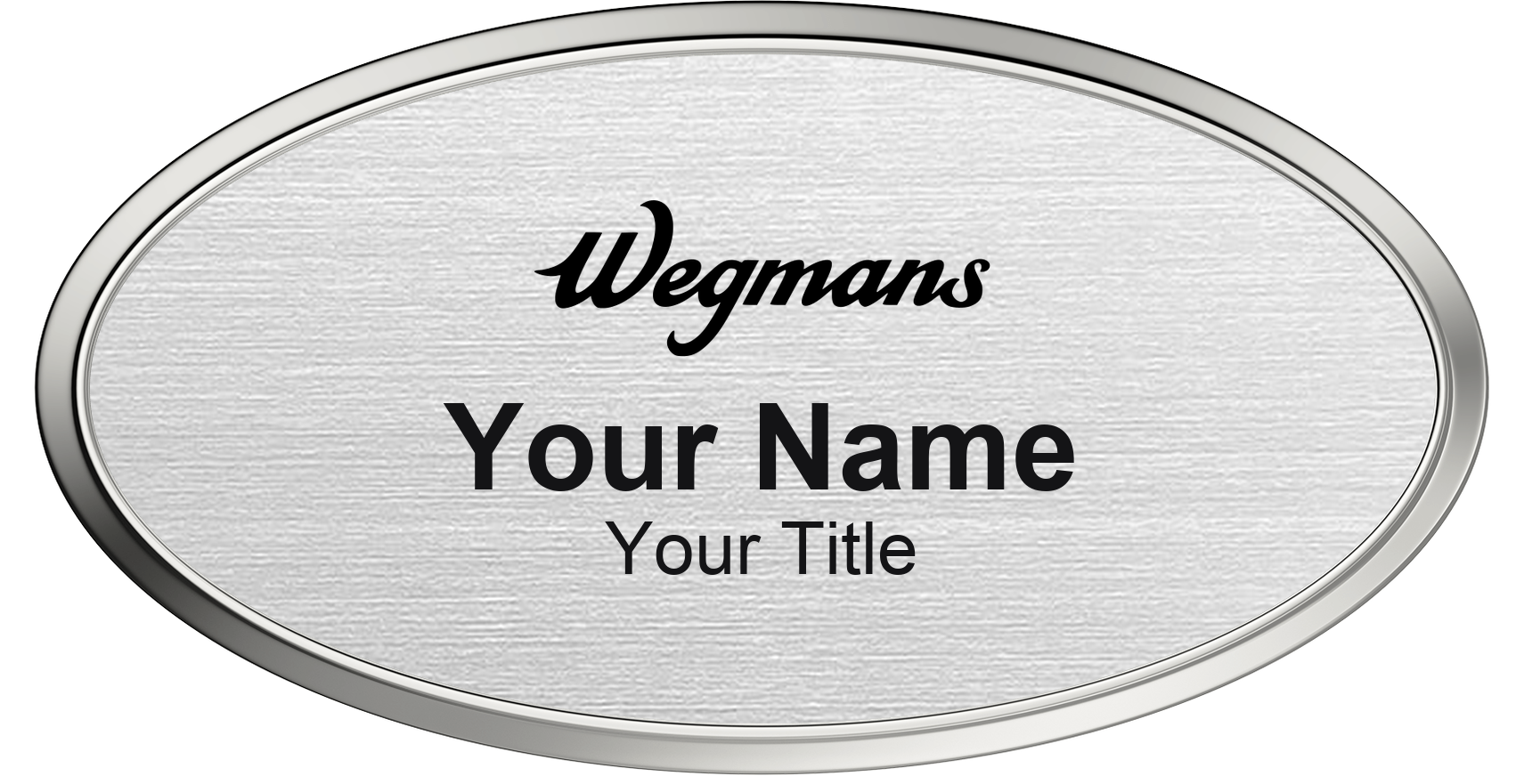 Wegmans grocery store name badge Silver Metallic, Silver Border