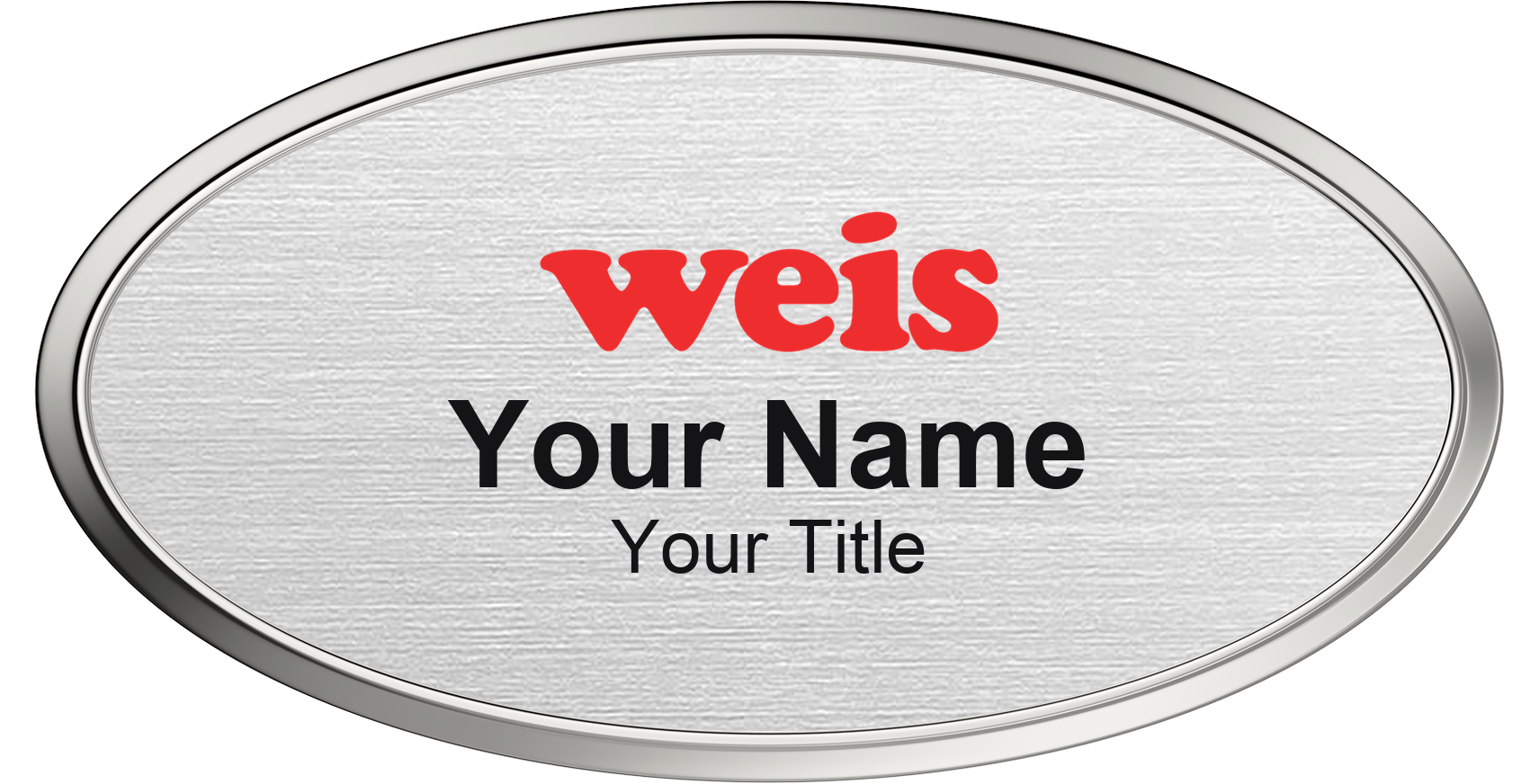 Weis Markets grocery store name badge Silver Metallic, Silver Border