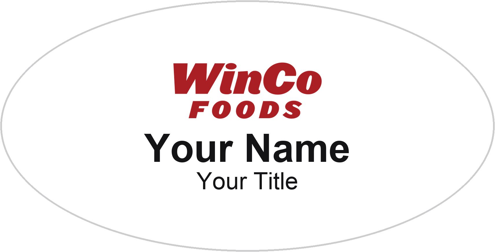 WinCo Foods grocery store name badge White, No Border