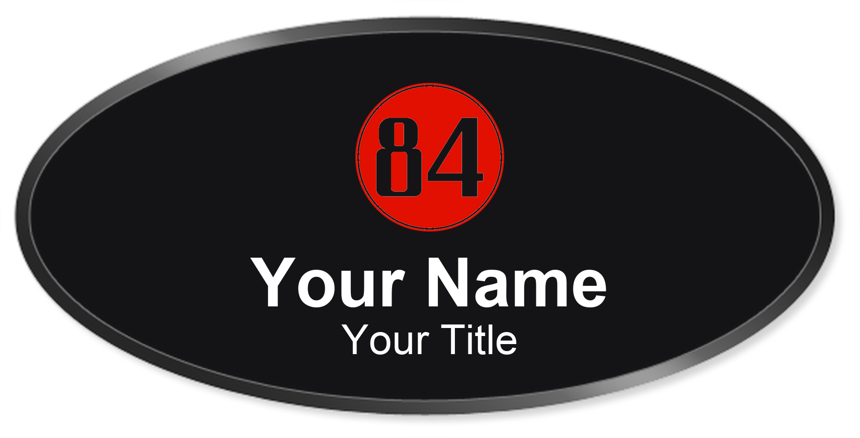 84 Lumber Name Badge, Black, Black Border Oval 3" × 1.5"