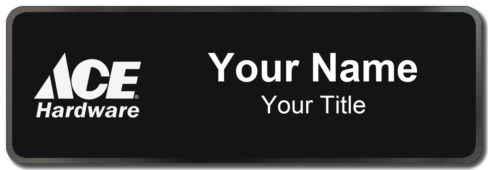 Ace Hardware Name Badge, Black, Black Border 3" × 1"