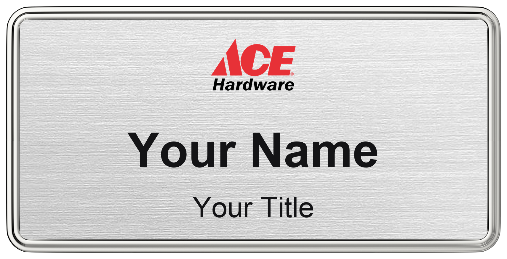 Ace Hardware Name Badge, Silver Metallic, Silver Border 3" × 1.5"