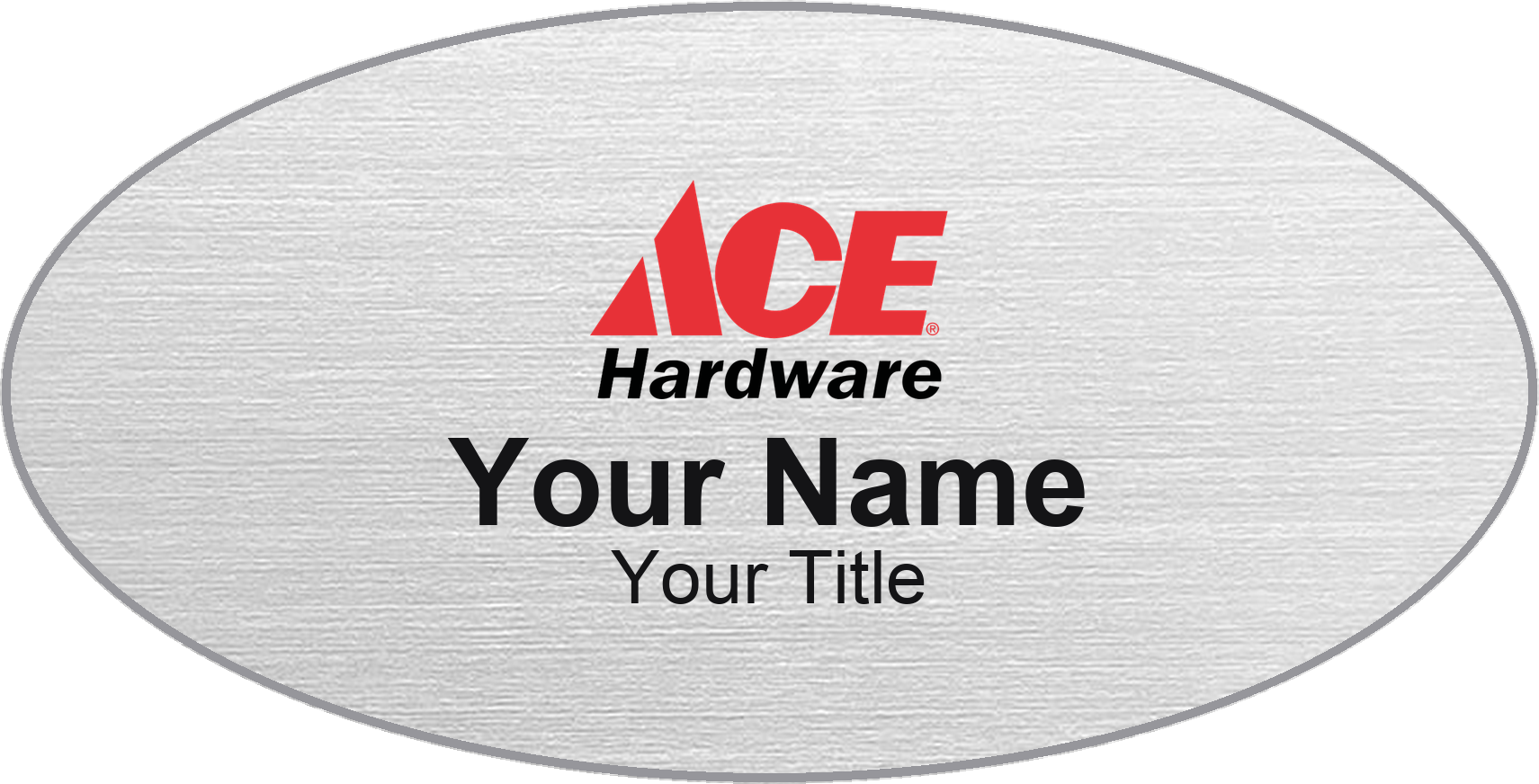 Ace Hardware Name Badge, Silver Metallic, No Border Oval 3" × 1.5"