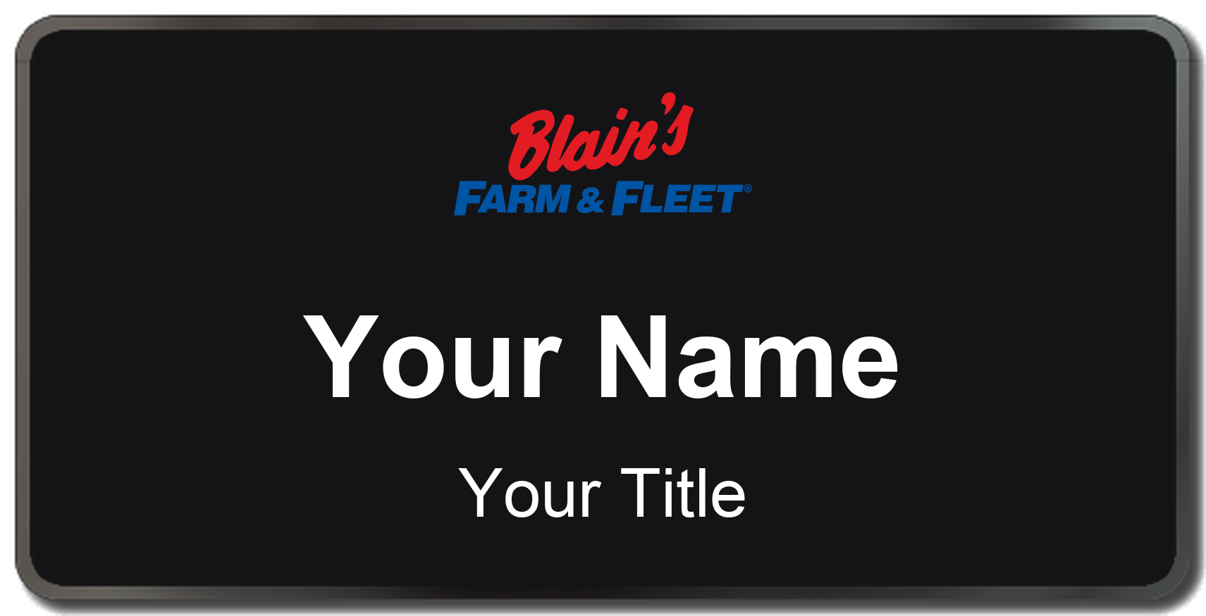Blain's Farm & Fleet Name Badge, Black, Black Border 3" × 1.5"