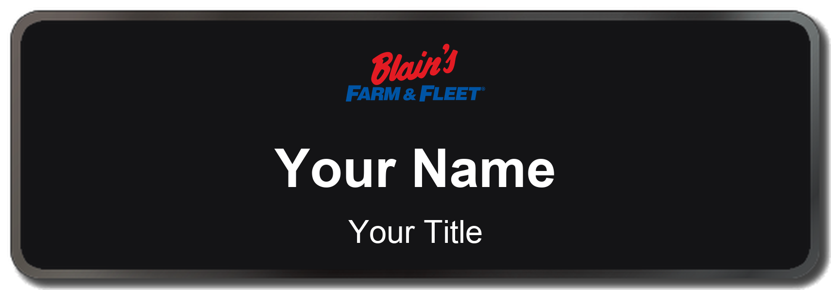 Blain's Farm & Fleet Name Badge, Black, Black Border 3" × 1"