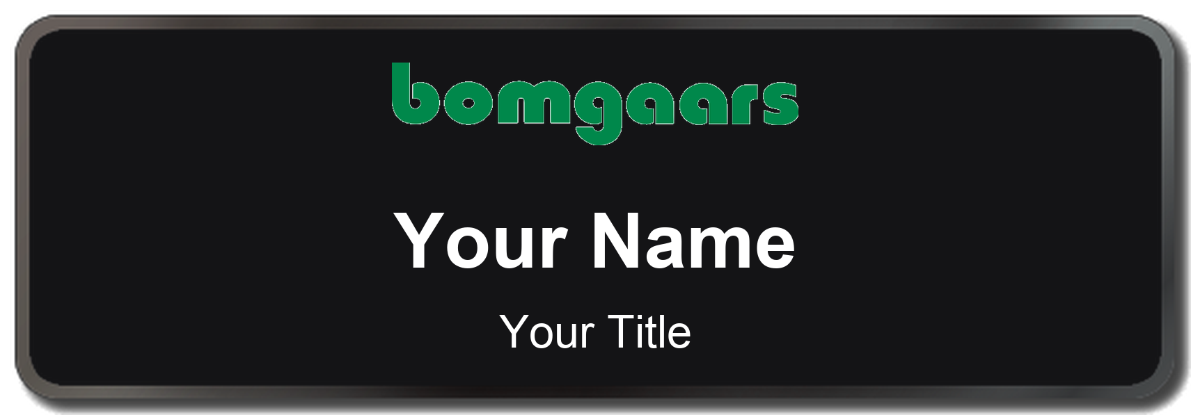 Bomgaars Name Badge, Black, Black Border 3" × 1"
