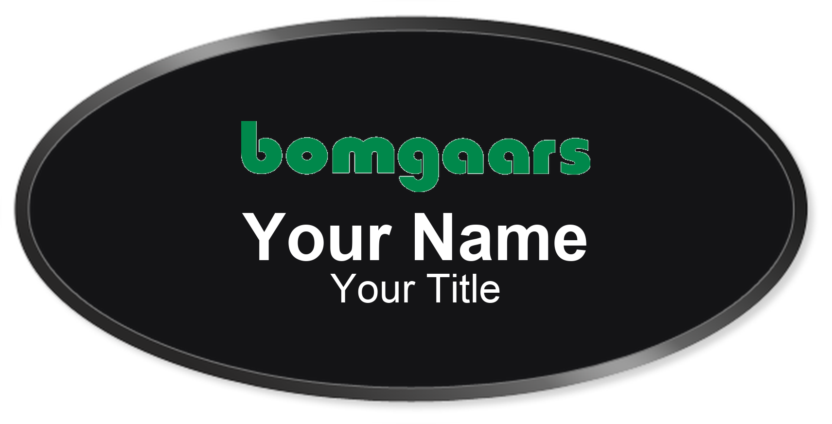 Bomgaars Name Badge, Black, Black Border Oval 3" × 1.5"