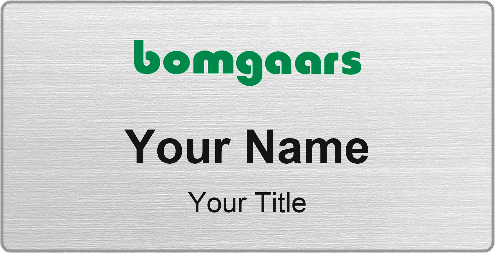 Bomgaars Name Badge, Silver Metallic, No Border 3" × 1.5"