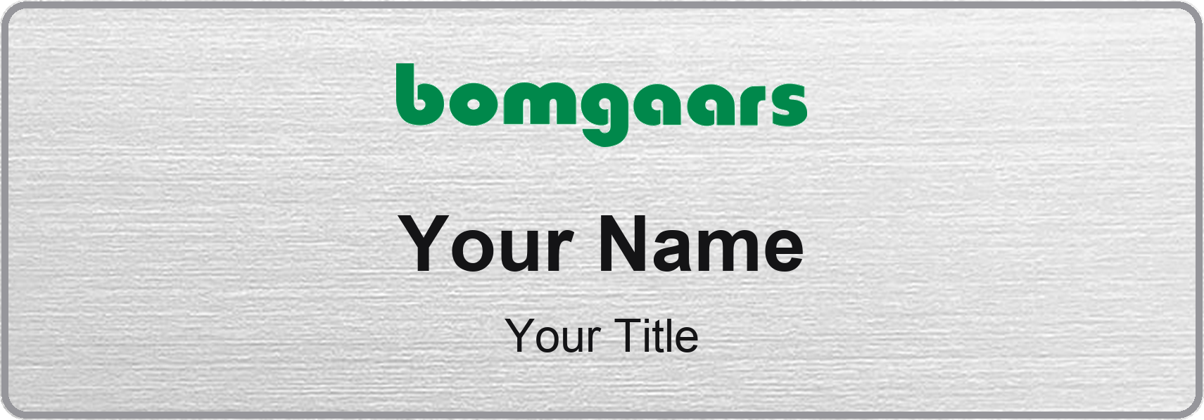 Bomgaars Name Badge, Silver Metallic, No Border 3" × 1"