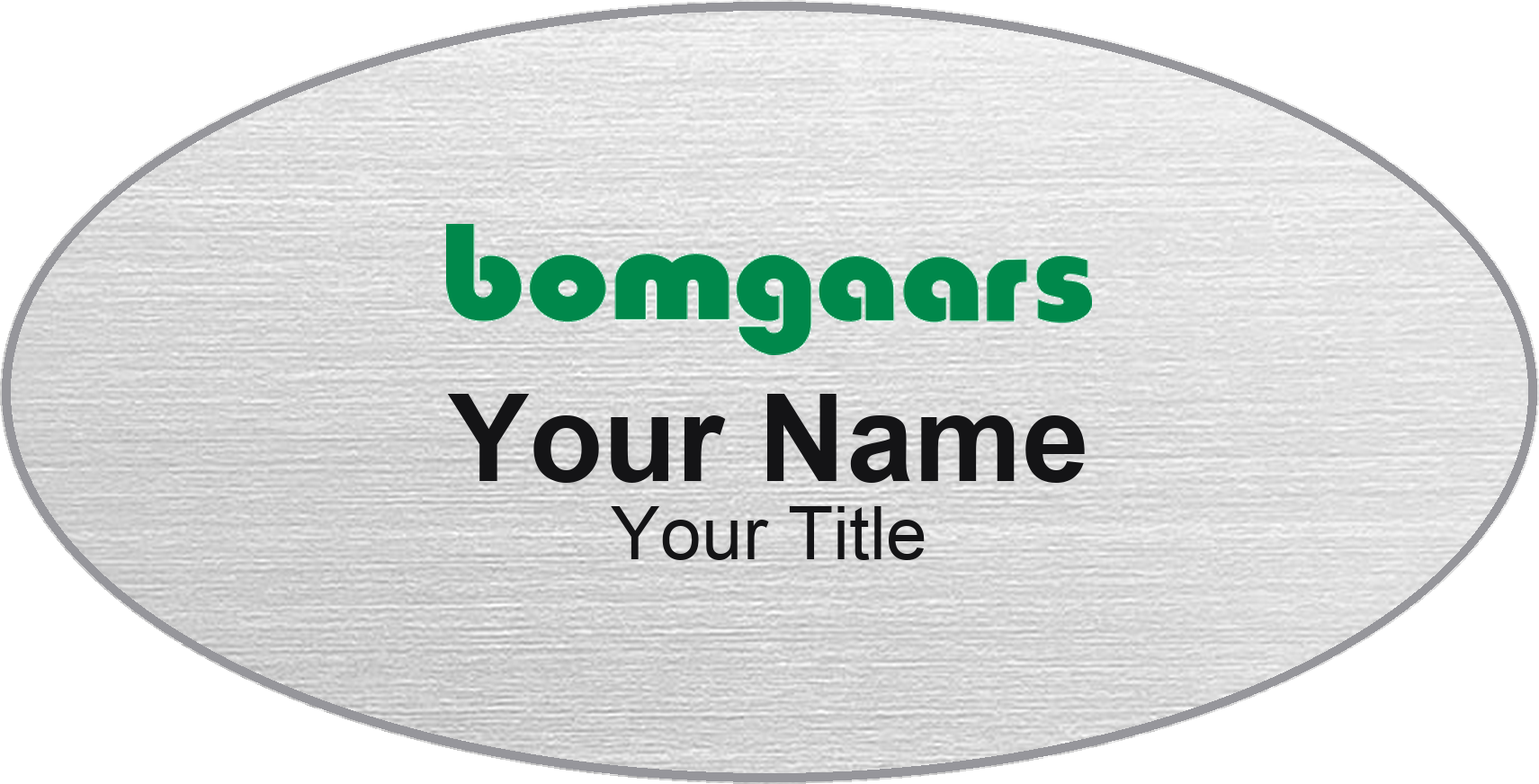 Bomgaars Name Badge, Silver Metallic, No Border Oval 3" × 1.5"