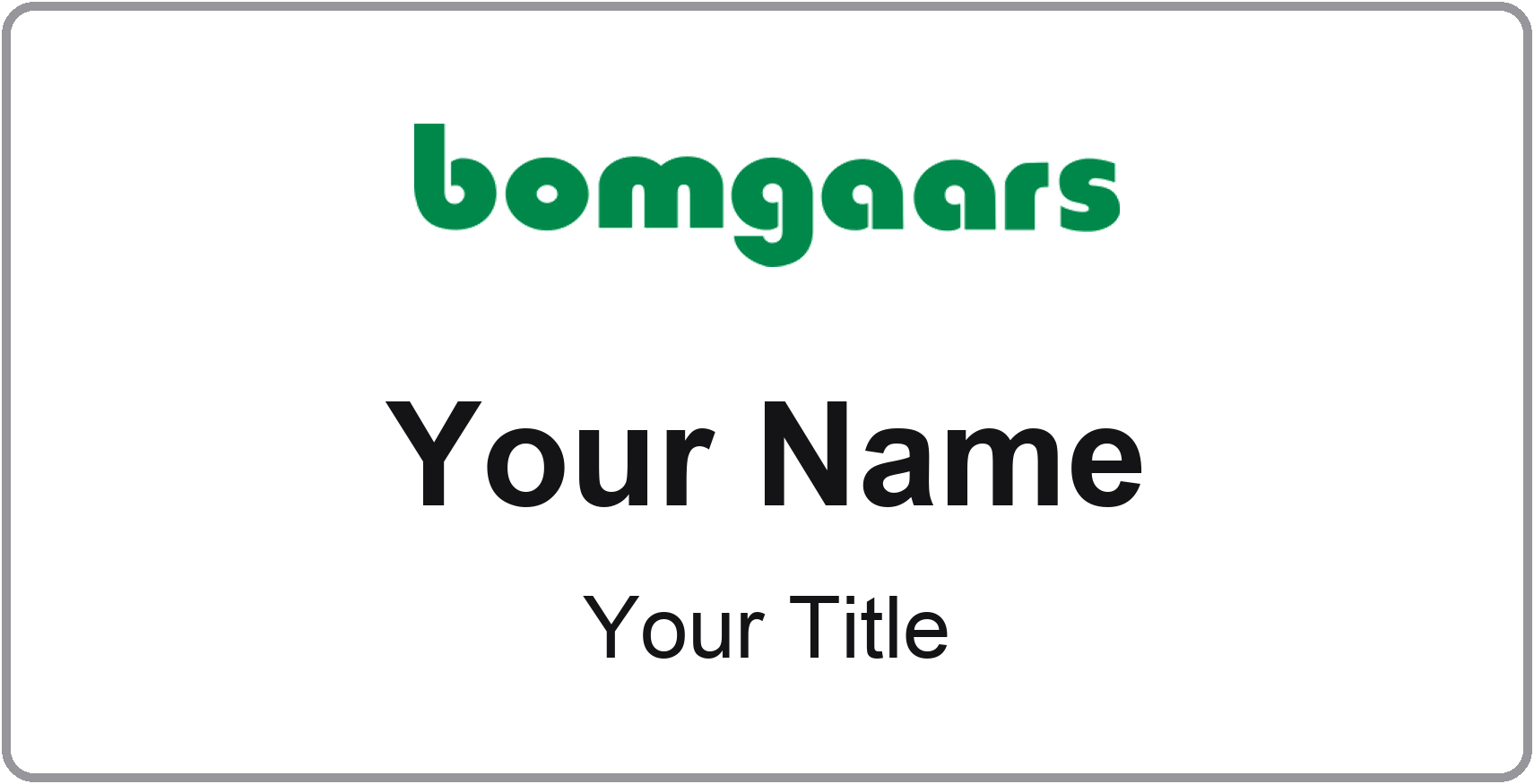 Bomgaars Name Badge, Silver Metallic, No Border 3" × 1.5"