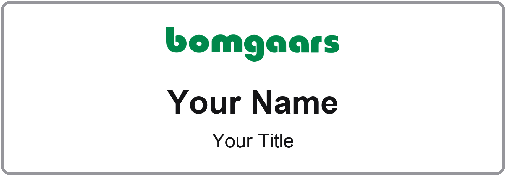 Bomgaars Name Badge, Silver Metallic, No Border 3" × 1"