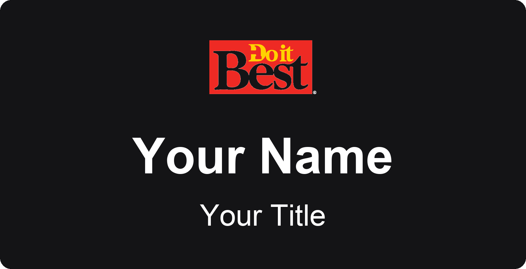 Do It Best Name Badge, Black, No Border 3" × 1.5"