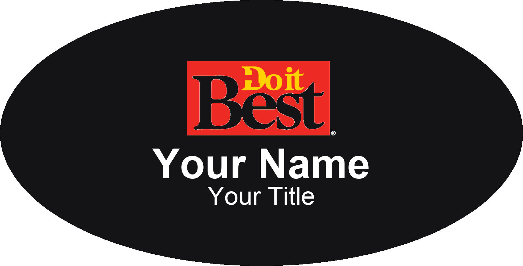 Do It Best Name Badge, Black, No Border Oval 3" × 1.5"