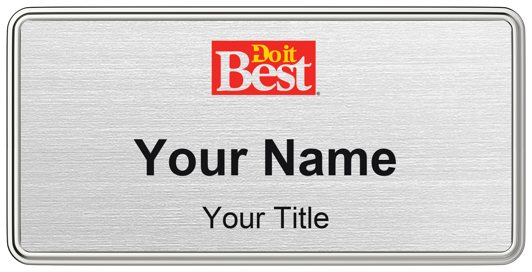 Do It Best Name Badge, Silver Metallic, Silver Border 3" × 1.5"