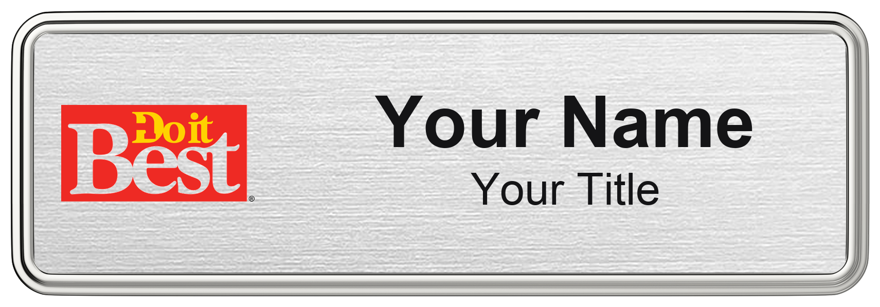 Do It Best Name Badge, Silver Metallic, Silver Border 3" × 1"