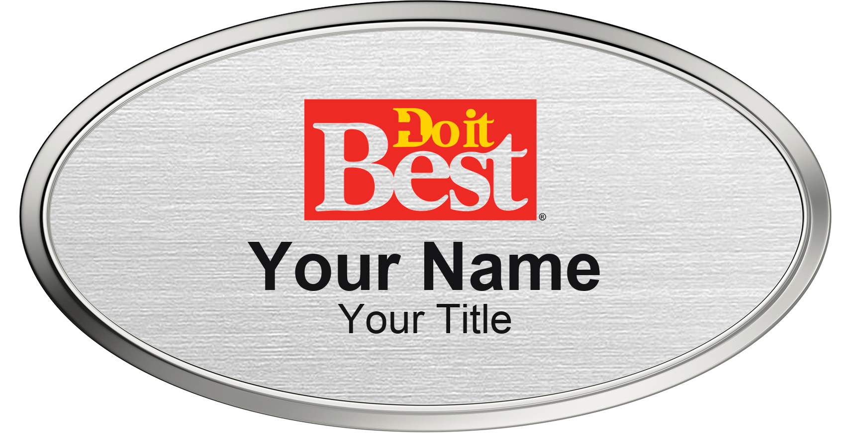 Do It Best hardware store name badge Silver Metallic, Silver Border