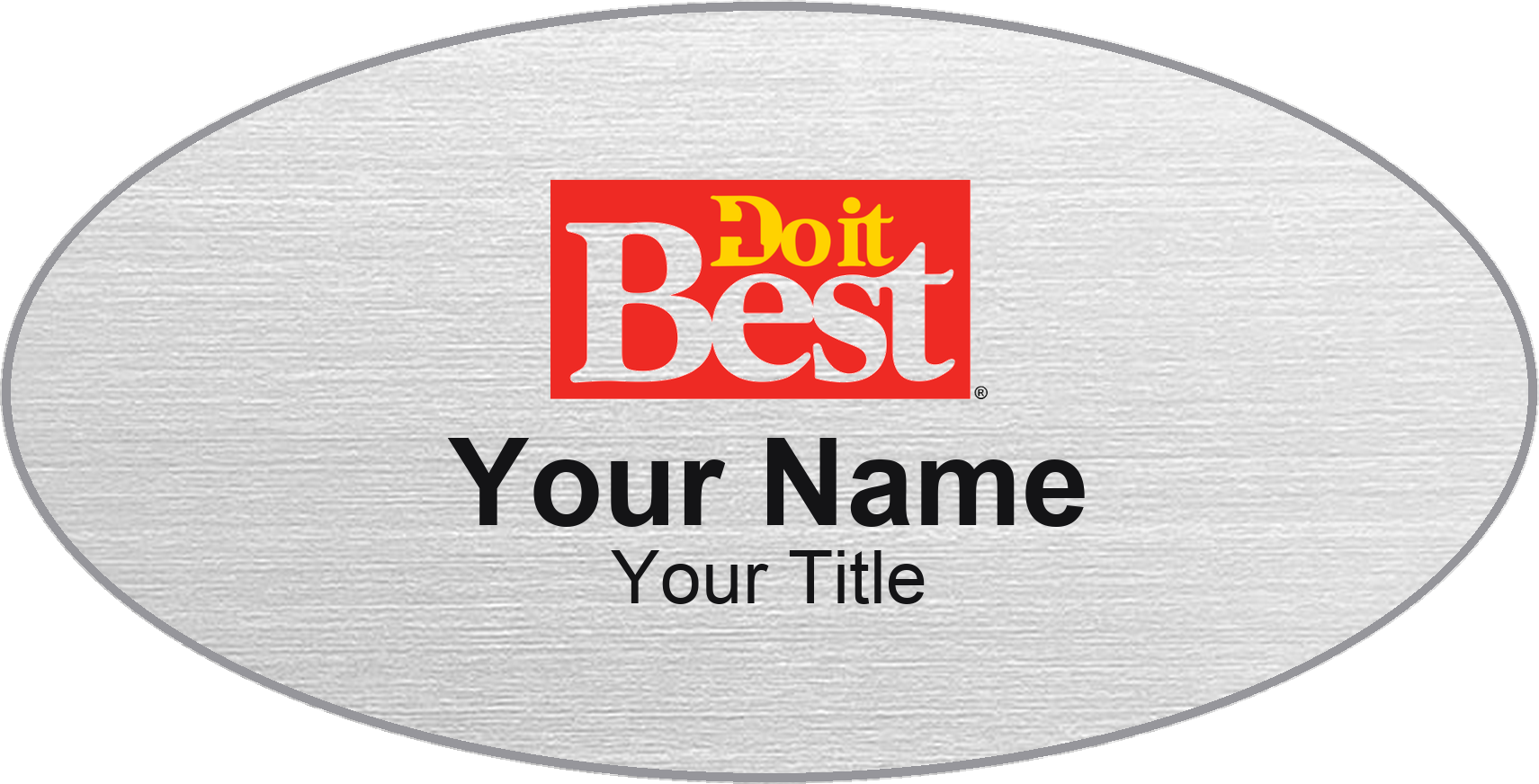 Do It Best Name Badge, Silver Metallic, No Border Oval 3" × 1.5"