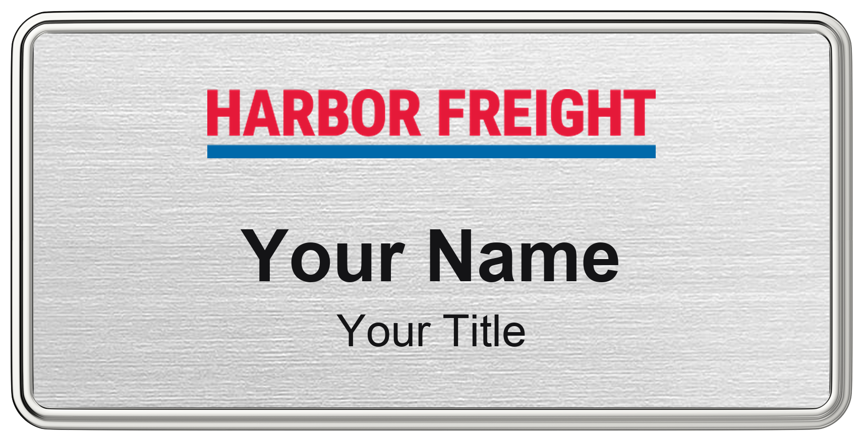 Harbor Freight Tools Name Badge, Silver Metallic, Silver Border 3" × 1.5"