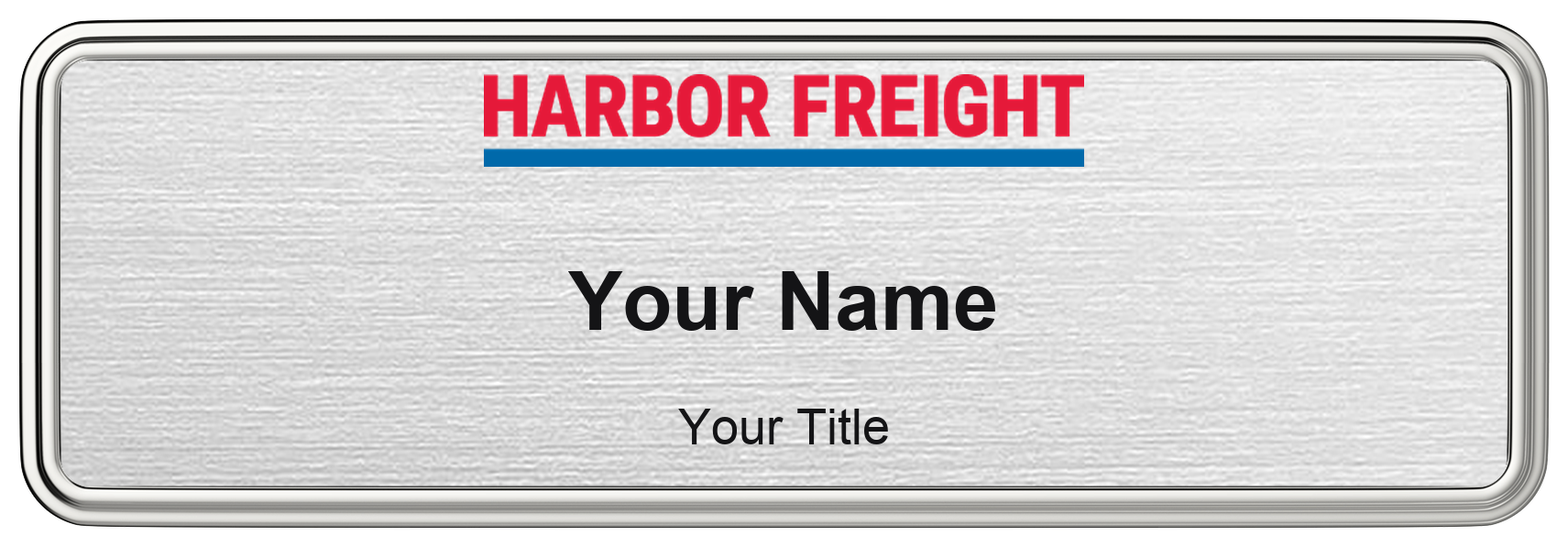 Harbor Freight Tools Name Badge, Silver Metallic, Silver Border 3" × 1"
