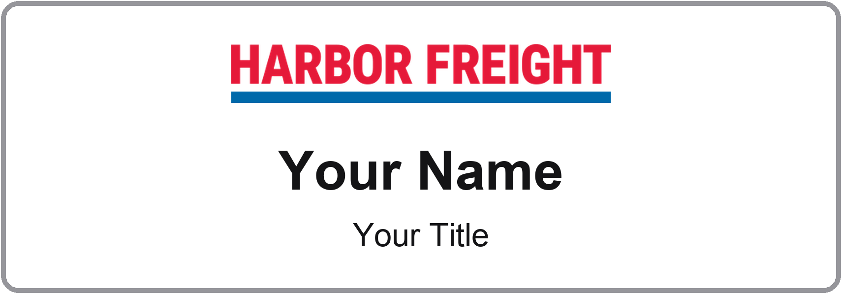 Harbor Freight Tools Name Badge, Silver Metallic, No Border 3" × 1"