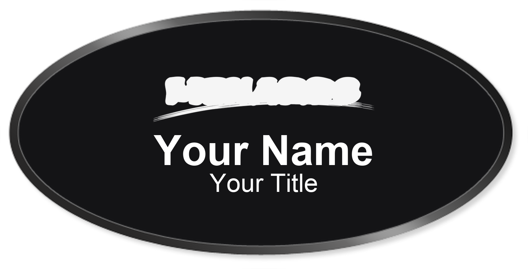 Menards Name Badge, Black, Black Border Oval 3" × 1.5"