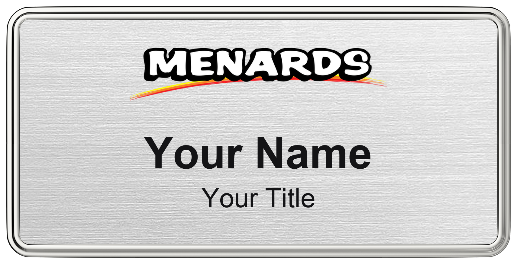 Menards hardware store name badge Silver Metallic, Silver Border