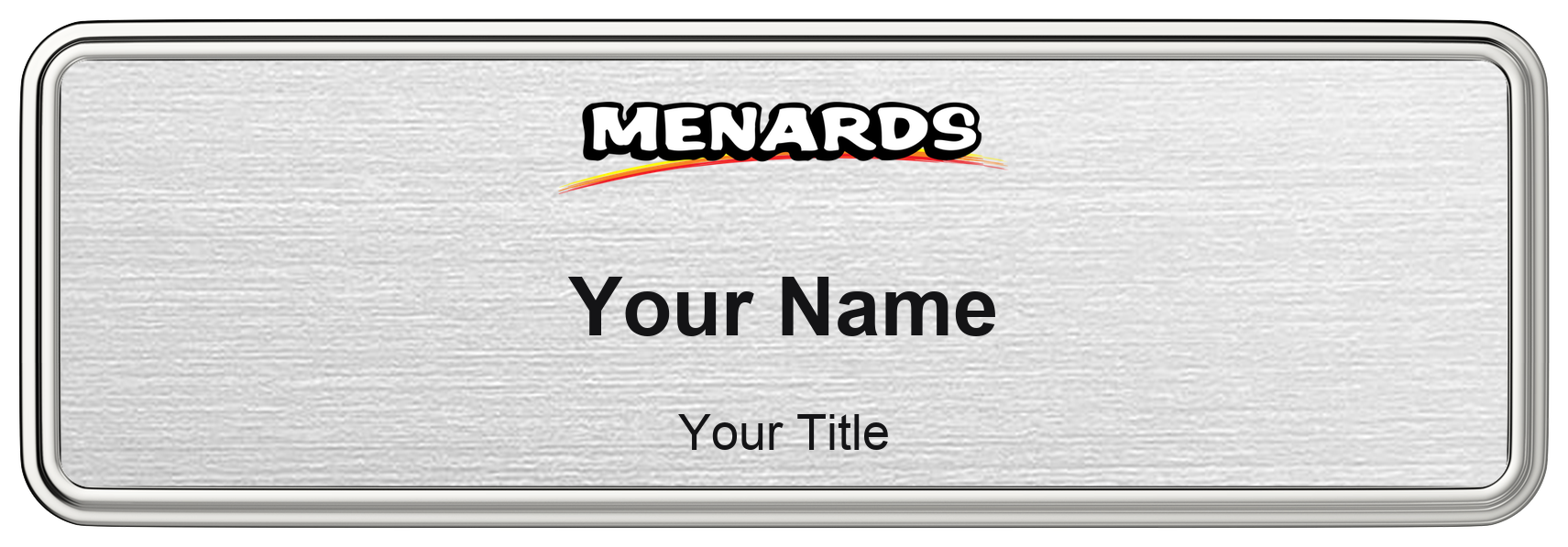 Menards hardware store name badge Silver Metallic, Silver Border