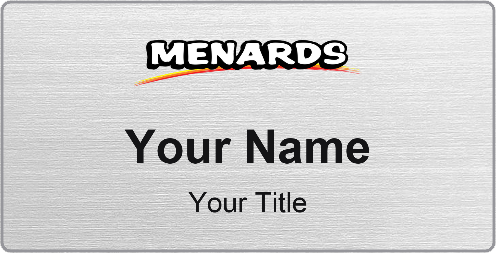 Menards Name Badge, Silver Metallic, No Border 3" × 1.5"