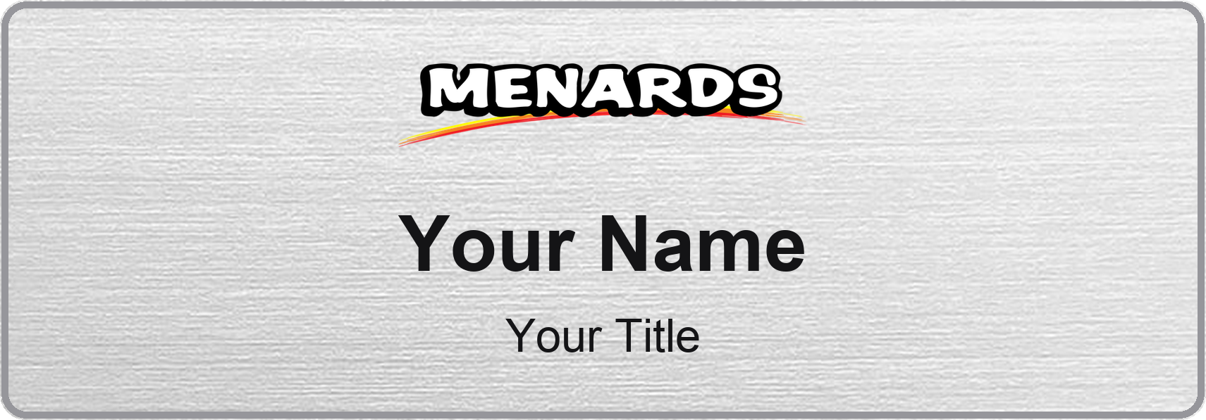 Menards Name Badge, Silver Metallic, No Border 3" × 1"
