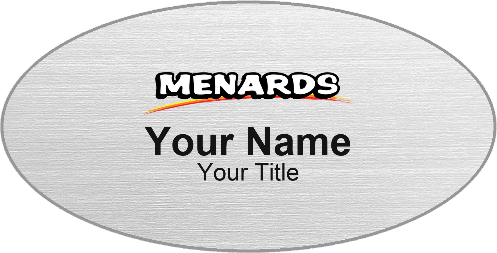 Menards hardware store name badge Silver Metallic, No Border