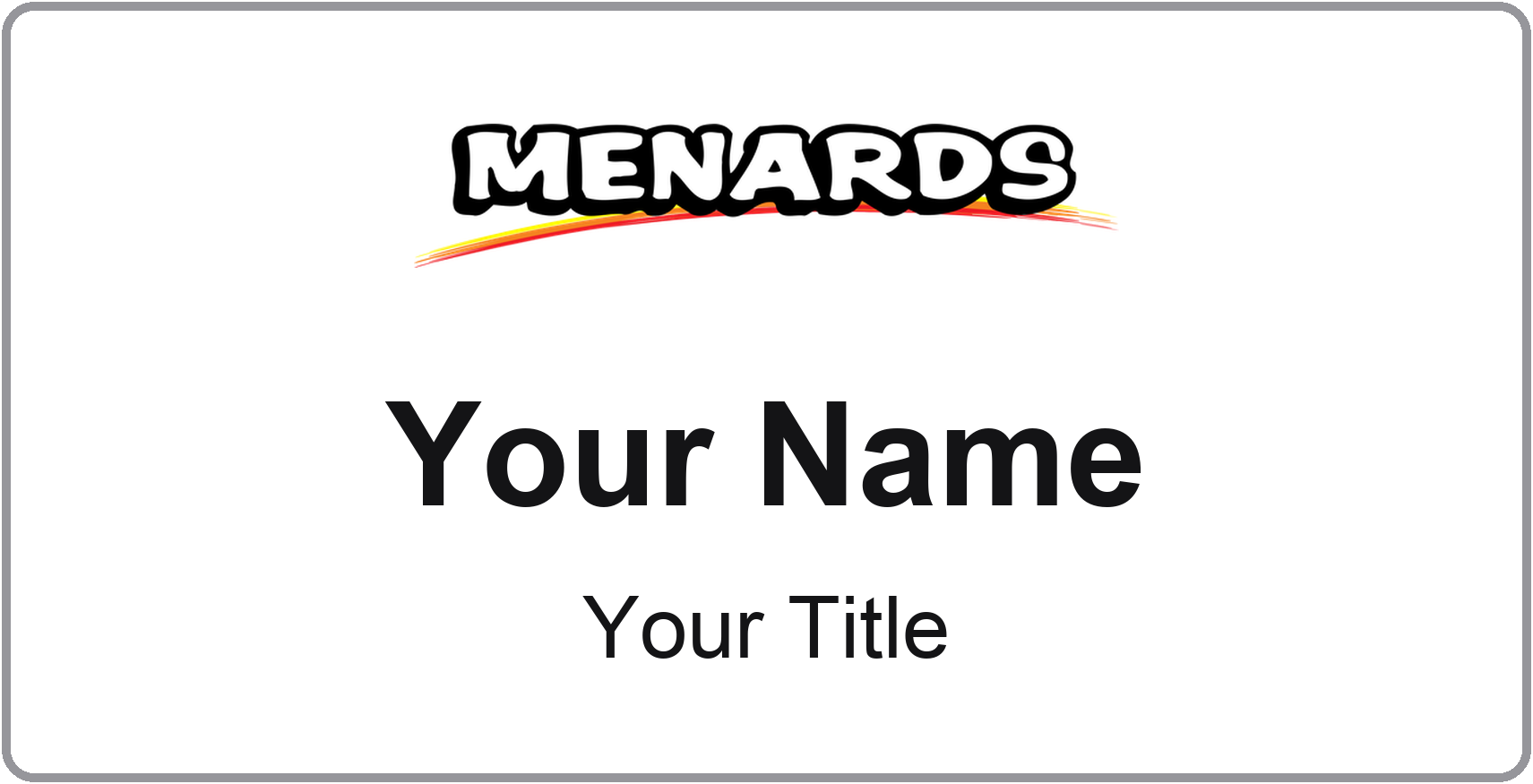 Menards Name Badge, Silver Metallic, No Border 3" × 1.5"