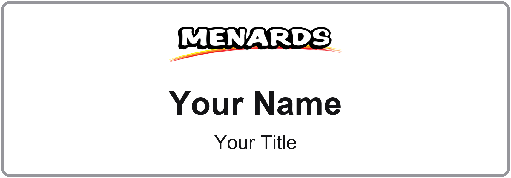 Menards Name Badge, Silver Metallic, No Border 3" × 1"