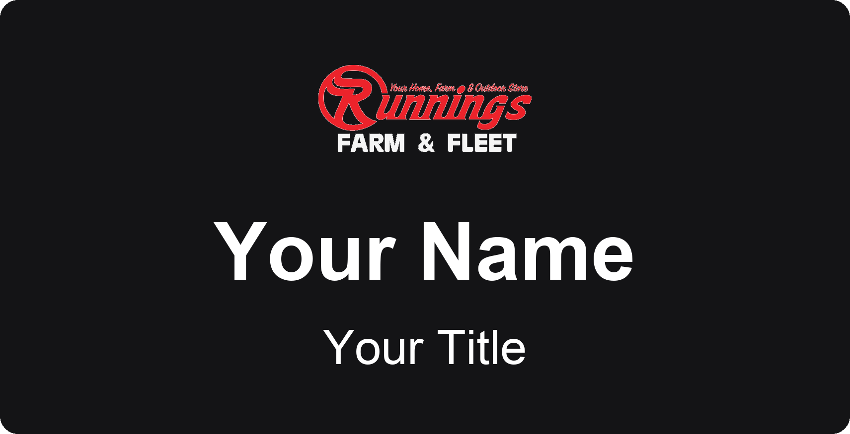 Runnings Name Badge, Black, No Border 3" × 1.5"