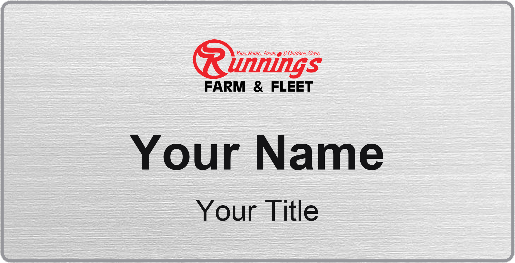 Runnings Name Badge, Silver Metallic, No Border 3" × 1.5"