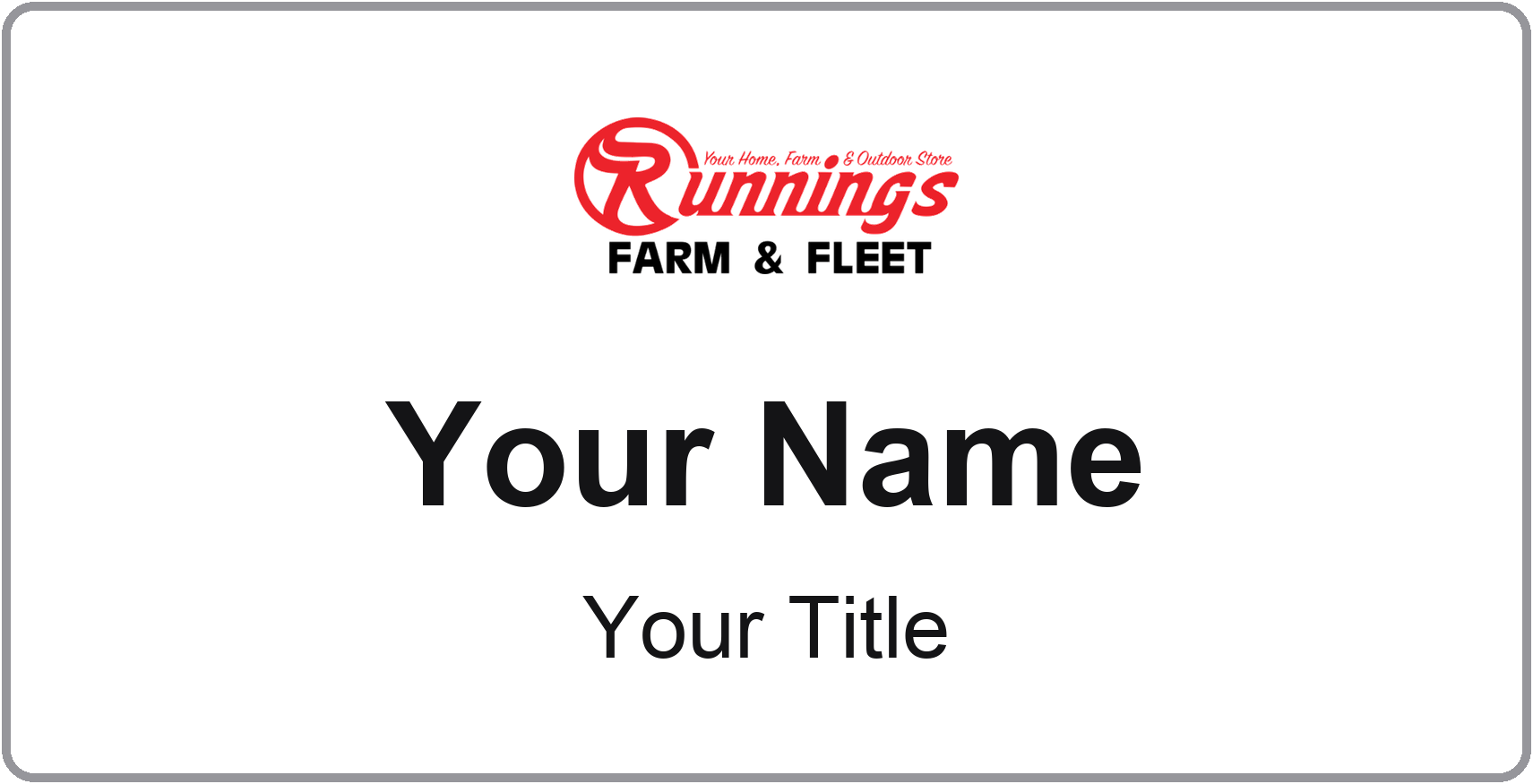 Runnings Name Badge, Silver Metallic, No Border 3" × 1.5"