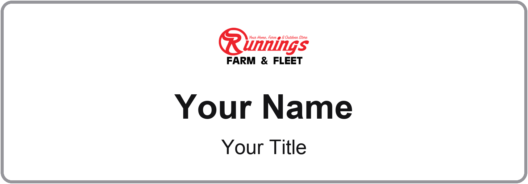 Runnings Name Badge, Silver Metallic, No Border 3" × 1"