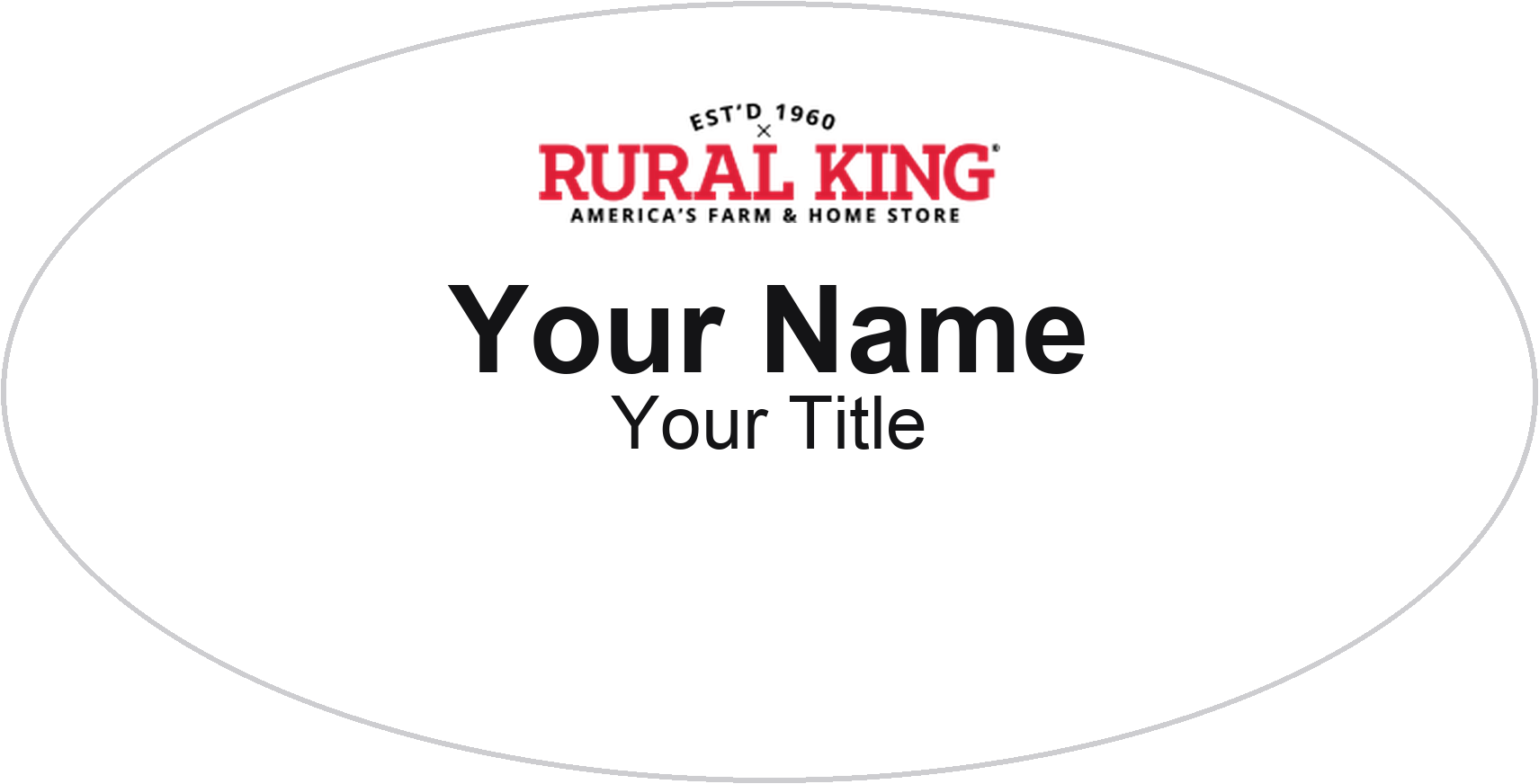 Rural King hardware store name badge White, No Border