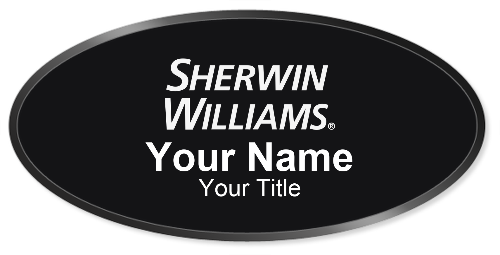 Sherwin-Williams Name Badge, Black, Black Border Oval 3" × 1.5"