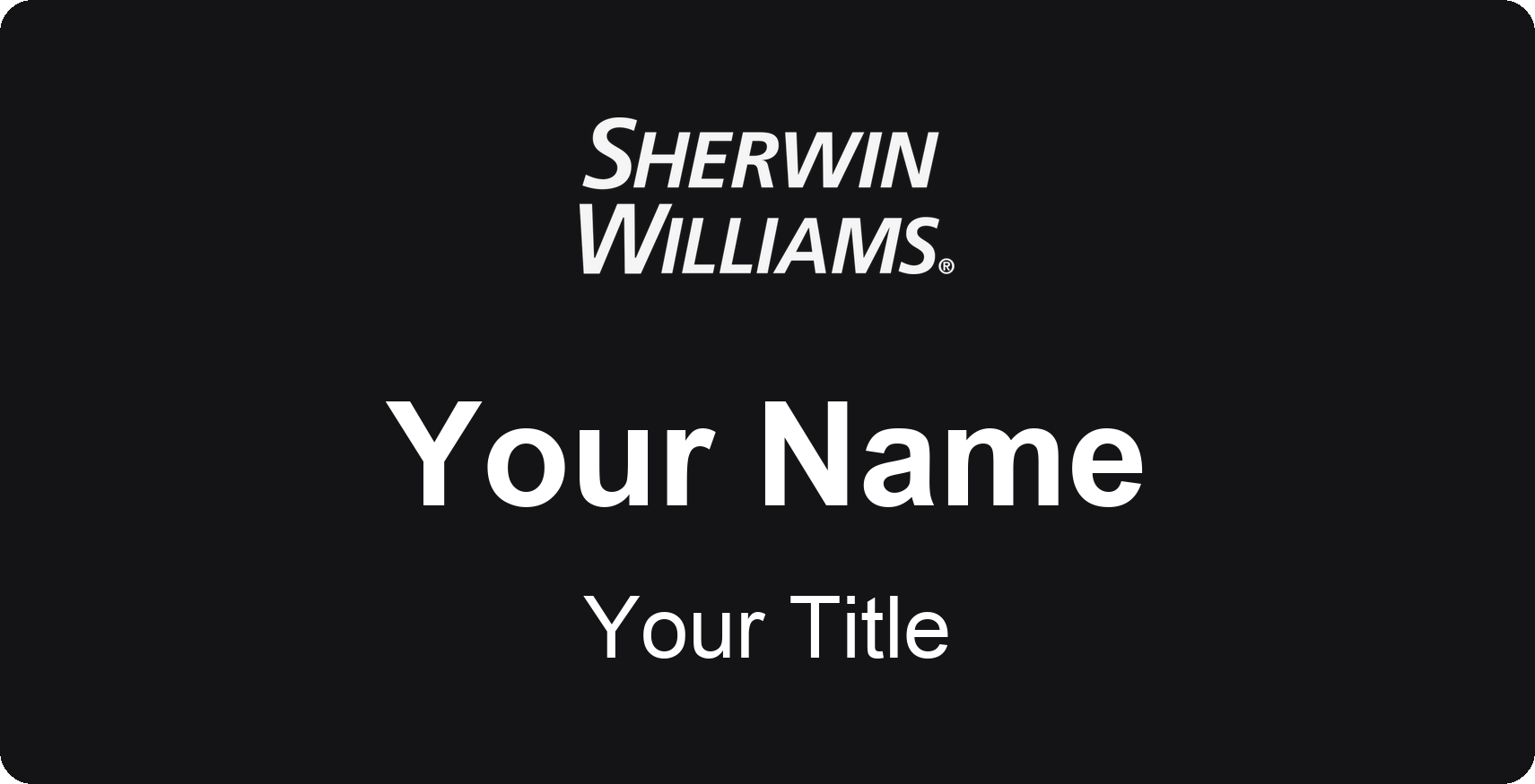 Sherwin-Williams Name Badge, Black, No Border 3" × 1.5"