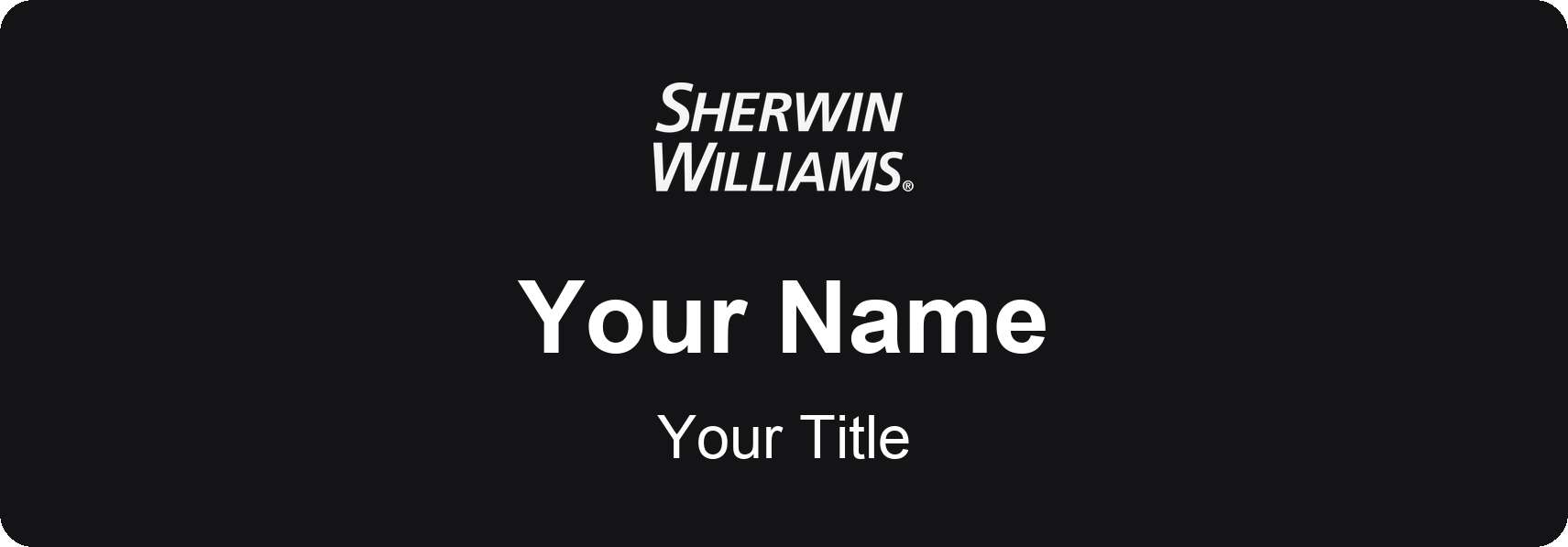 Sherwin-Williams Name Badge, Black, No Border 3" × 1"