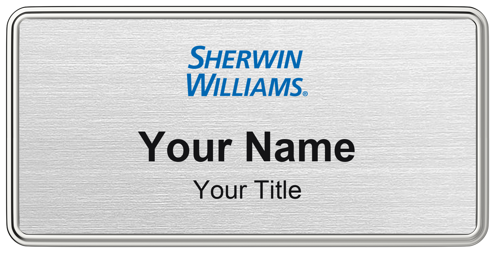 Sherwin-Williams Name Badge, Silver Metallic, Silver Border 3" × 1.5"