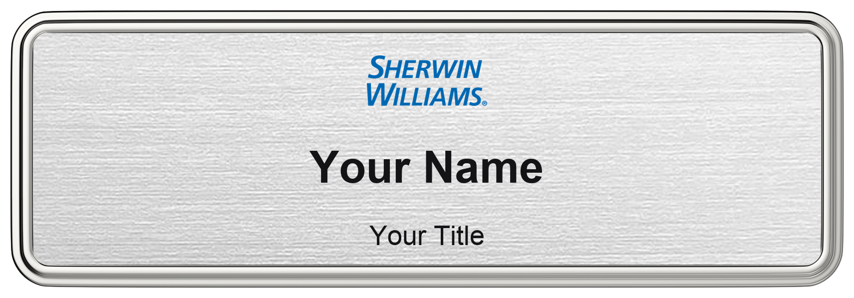 Sherwin-Williams Name Badge, Silver Metallic, Silver Border 3" × 1"