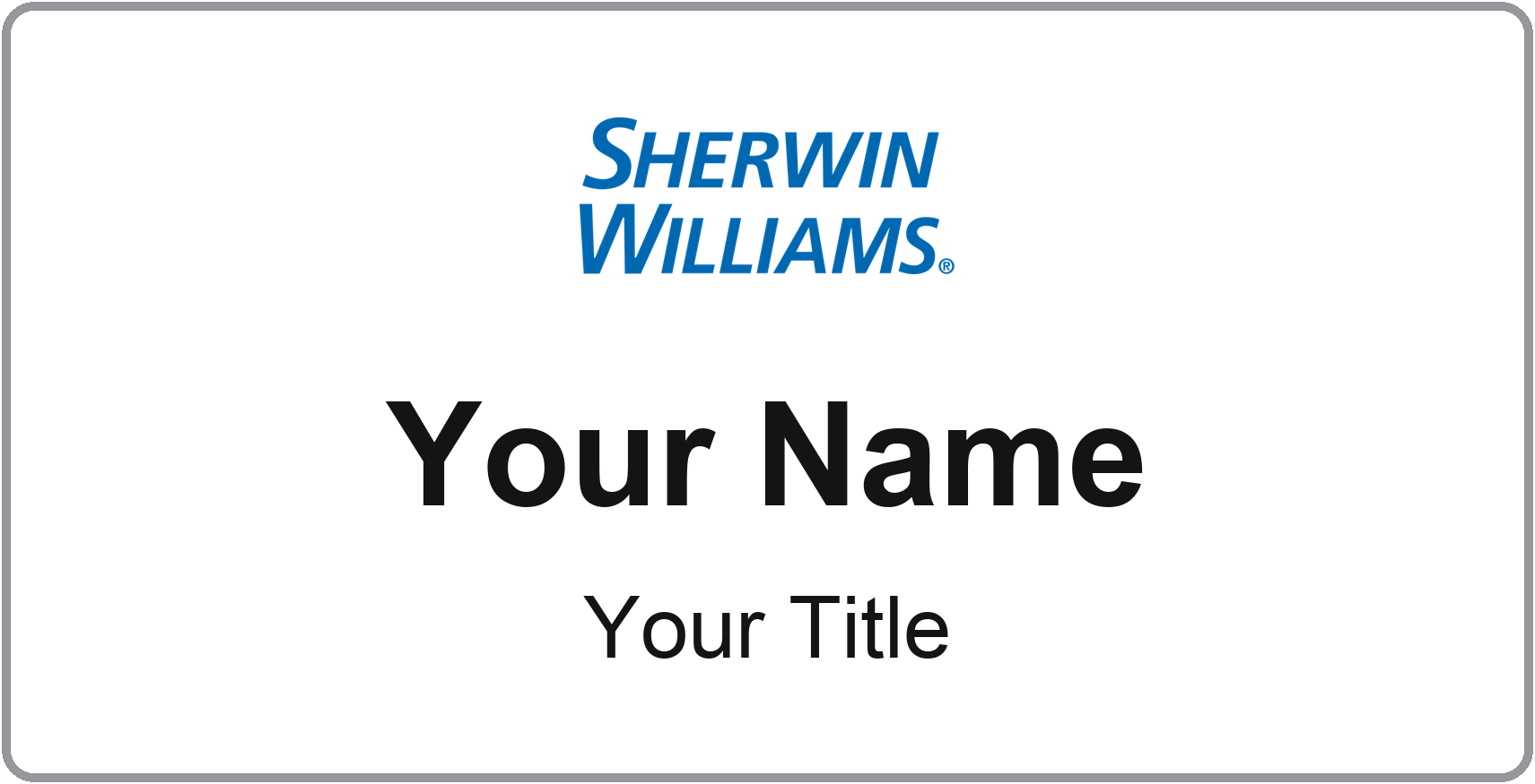 Sherwin-Williams Name Badge, Silver Metallic, No Border 3" × 1.5"