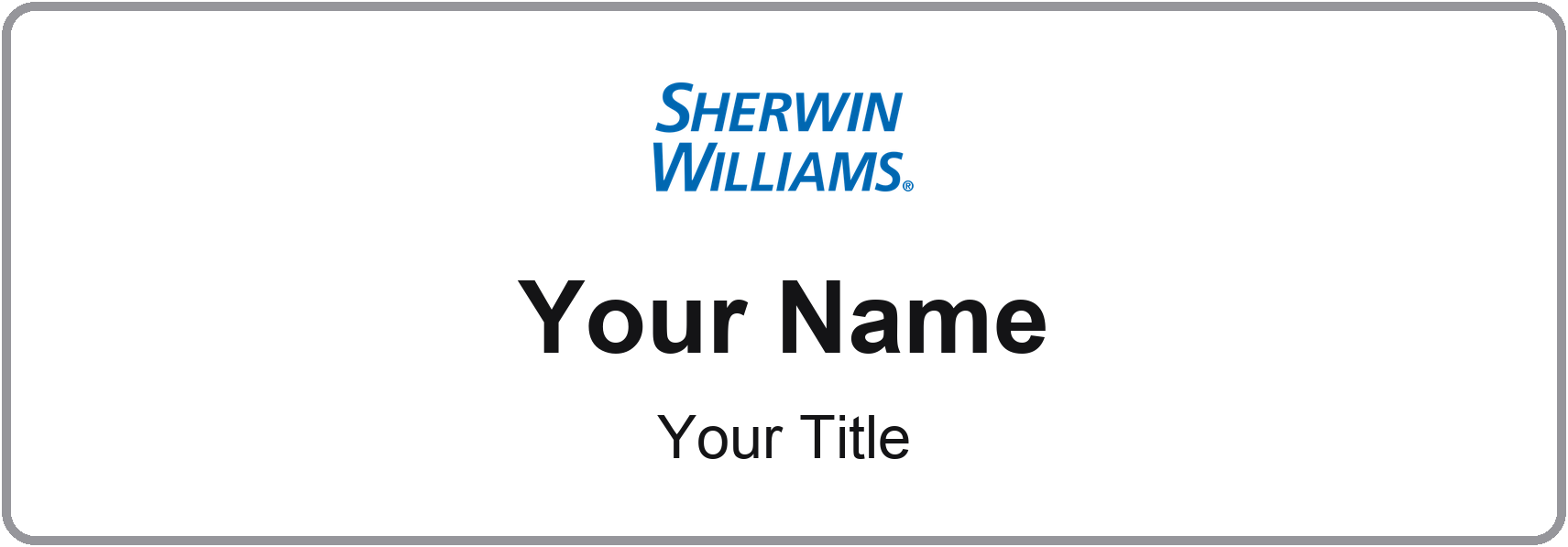 Sherwin-Williams Name Badge, Silver Metallic, No Border 3" × 1"