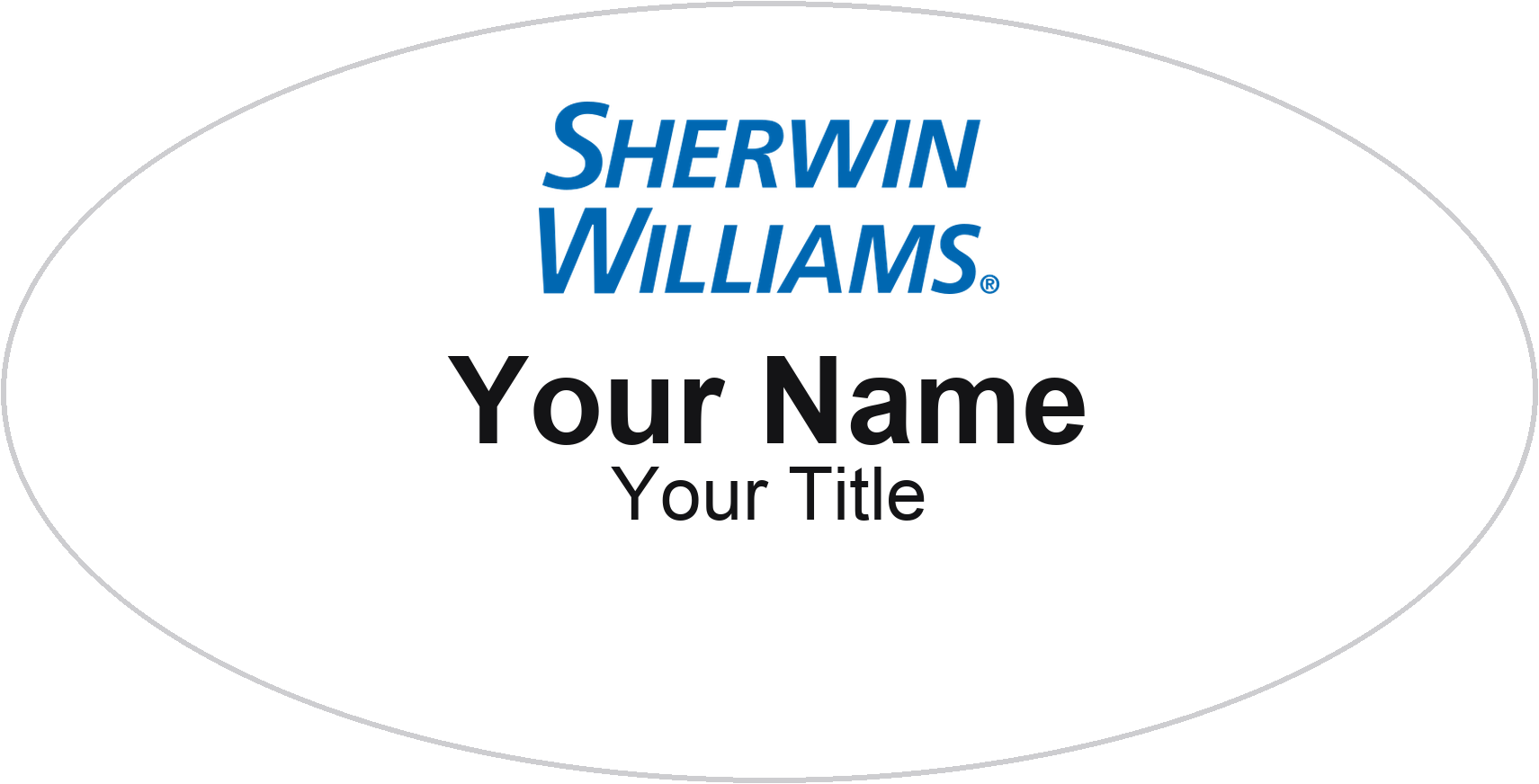 Sherwin-Williams hardware store name badge White, No Border