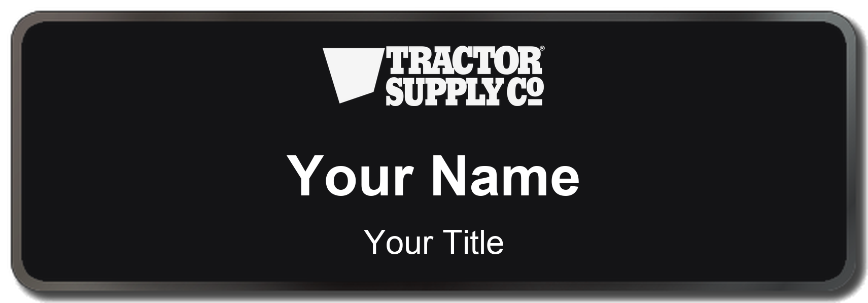 Tractor Supply Co Name Badge, Black, Black Border 3" × 1"