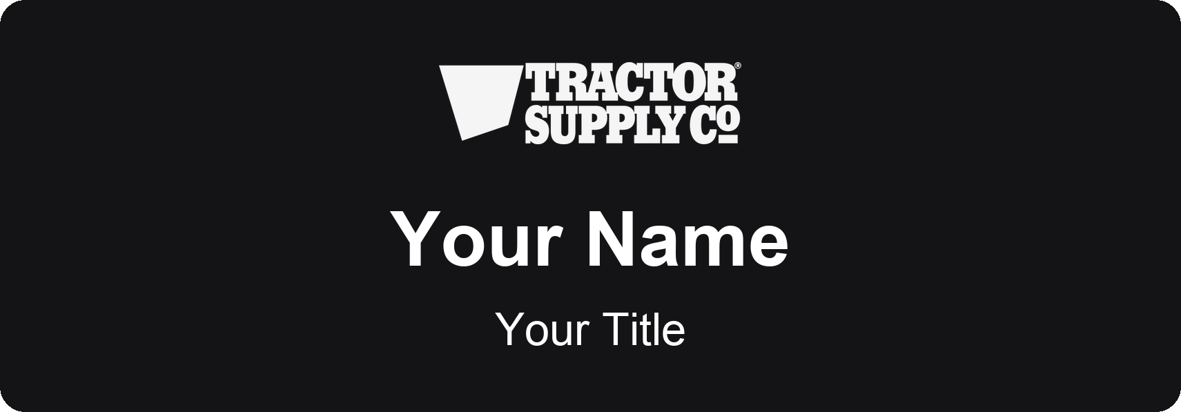 Tractor Supply Co hardware store name badge Black, No Border