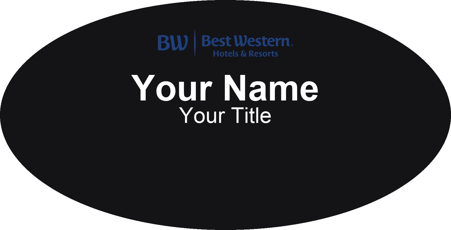 Best Western hotel name badge Black, No Border